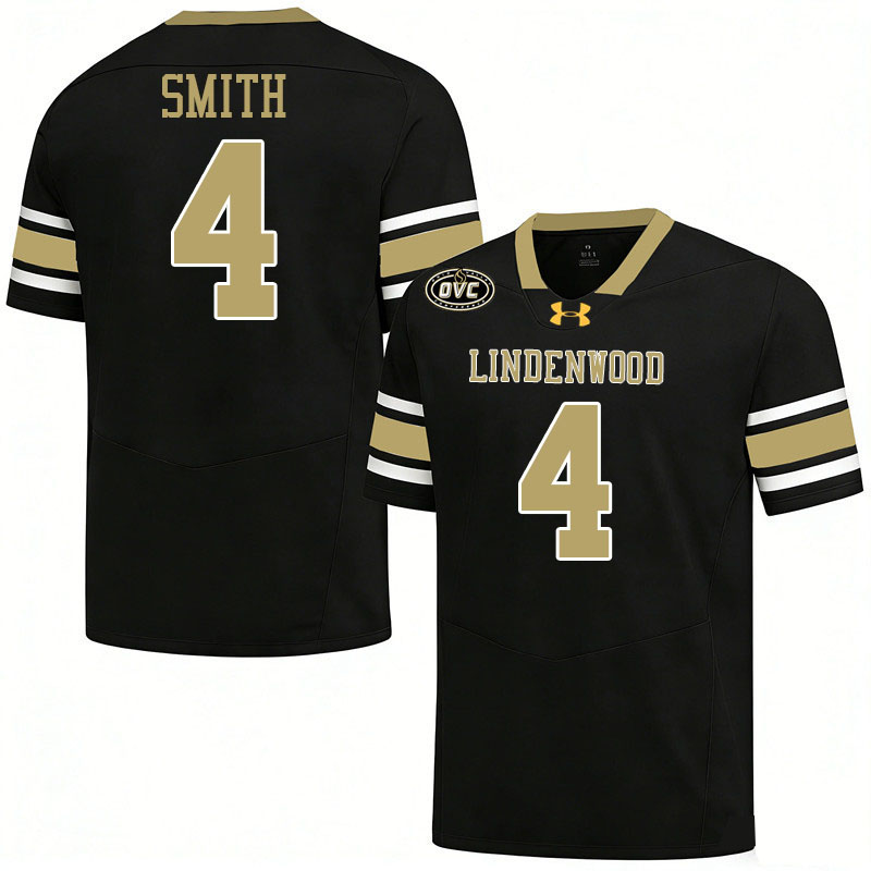 Lindenwood Lions #4 Jalen Smith College Football Jerseys,Uniforms-Black